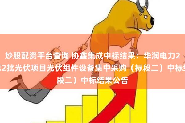 炒股配资平台查询 协鑫集成中标结果：华润电力2024年第2批光伏项目光伏组件设备集中采购（标段二）中标结果公告