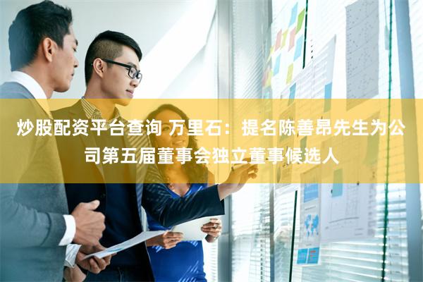 炒股配资平台查询 万里石：提名陈善昂先生为公司第五届董事会独立董事候选人