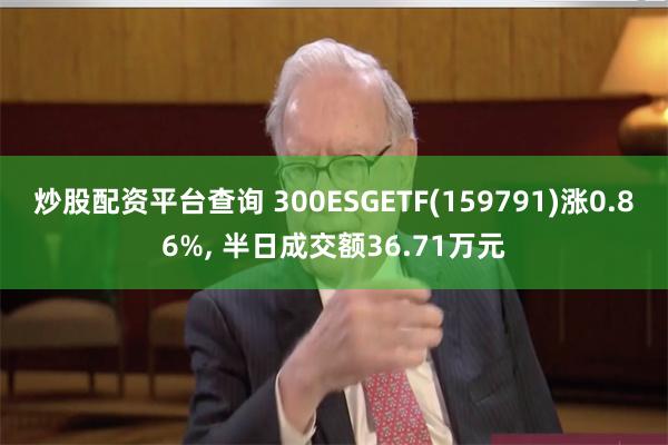 炒股配资平台查询 300ESGETF(159791)涨0.86%, 半日成交额36.71万元